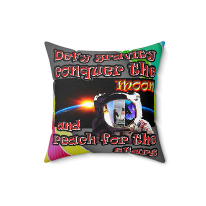 defy conquer reach - Spun Polyester Square Pillow - (rainbow split)