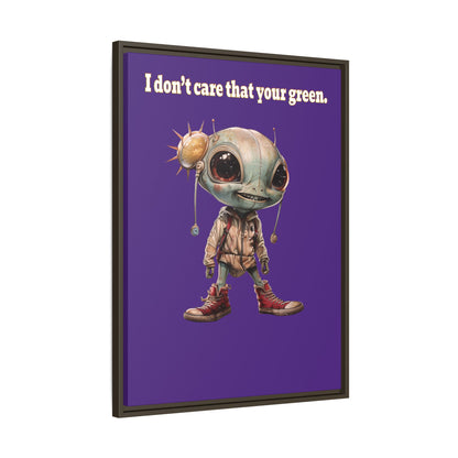I don't care that your green - framed canvas art (purple)