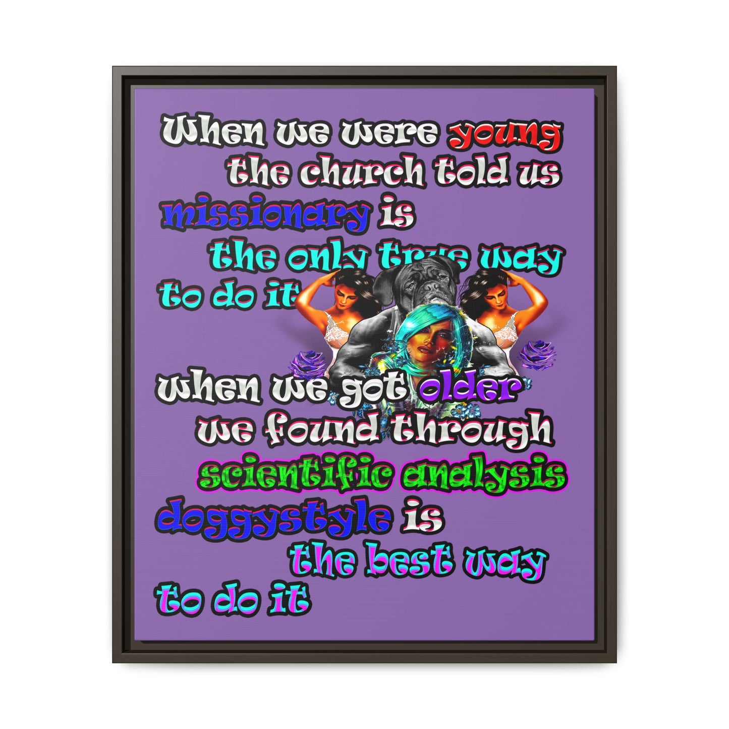 doggystyle - framed canvas art (light purple)