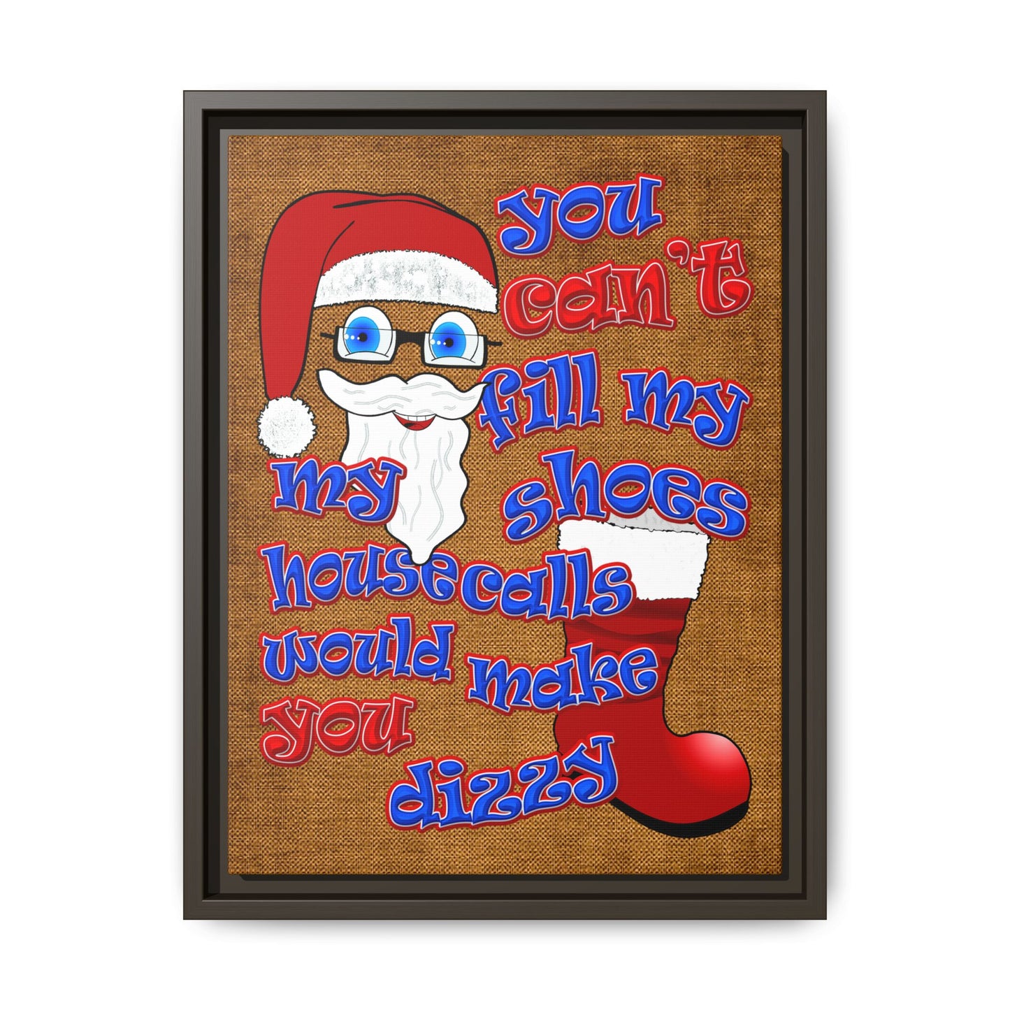 santa's shoes - framed canvas art (brown papyrus)