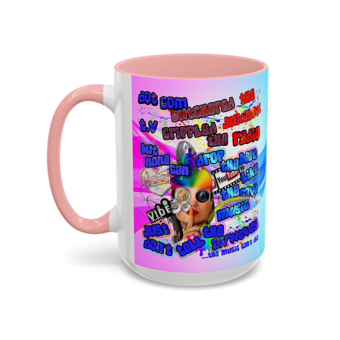 drop the beat - Accent Mug (light blue-pink wave)