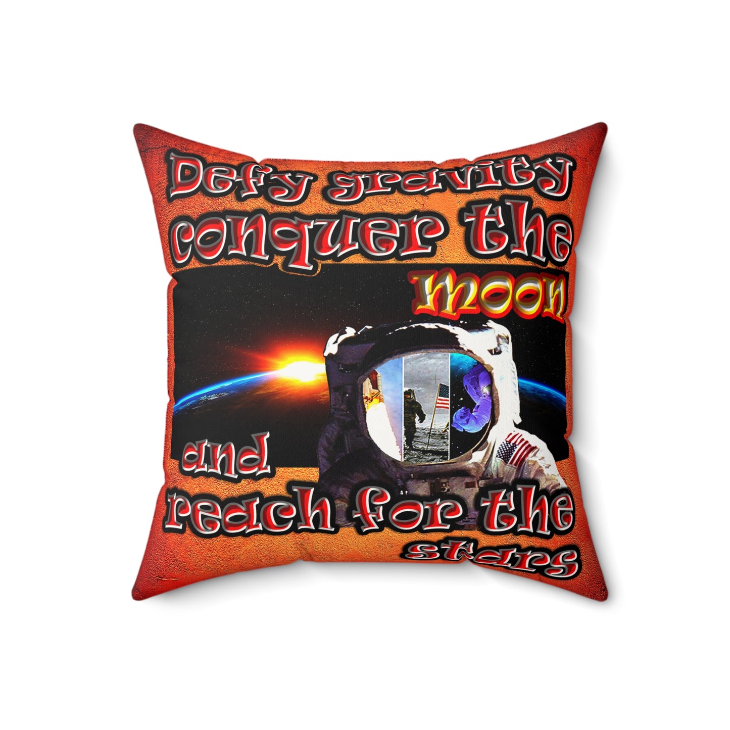 defy conquer reach - Faux Suede Square Pillow - (burnt orange)