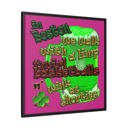 celtics logo - framed canvas art (pink)