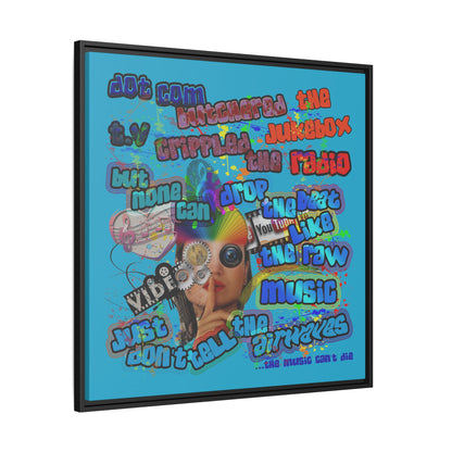 drop the beat - framed canvas art (turquoise)