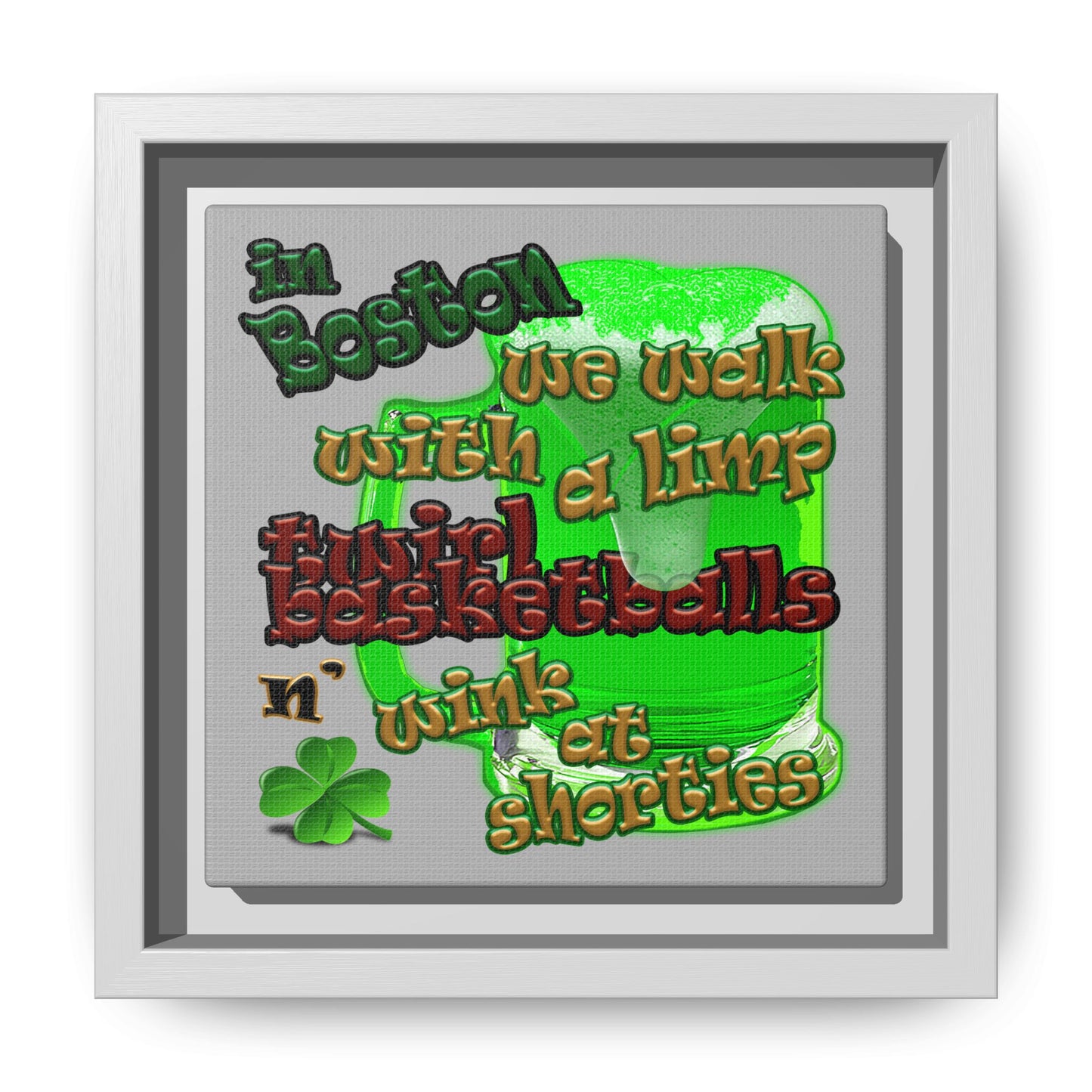 celtics logo - framed canvas art (light grey)