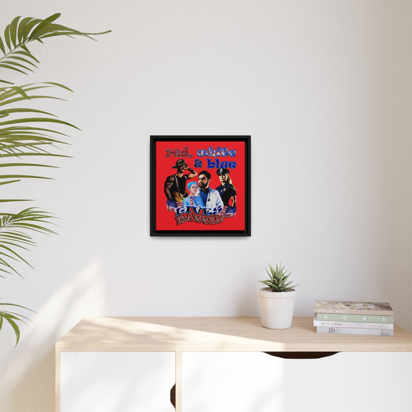 rw&b lives matter - framed canvas art (red)