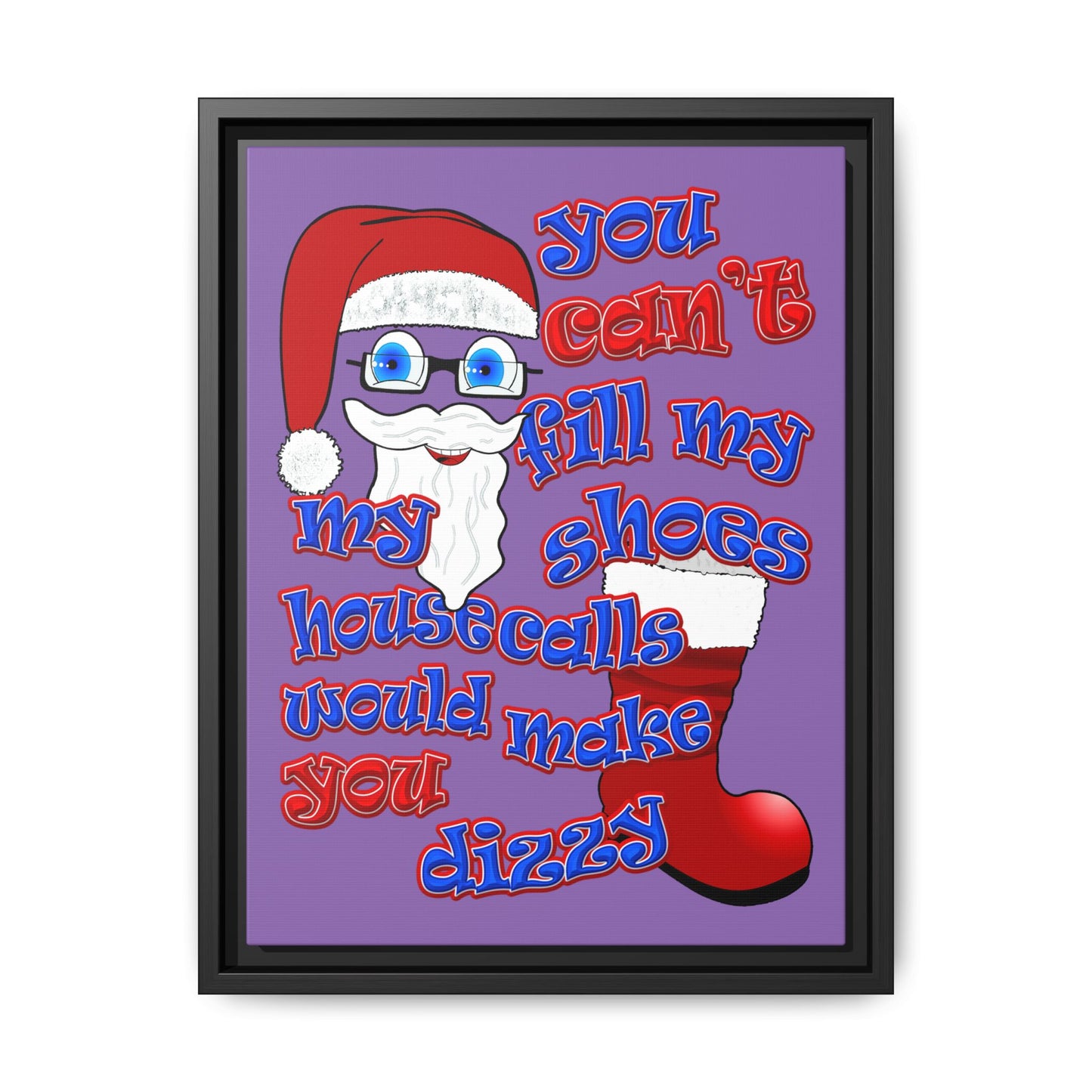 santa's shoes - framed canvas art (light purple)
