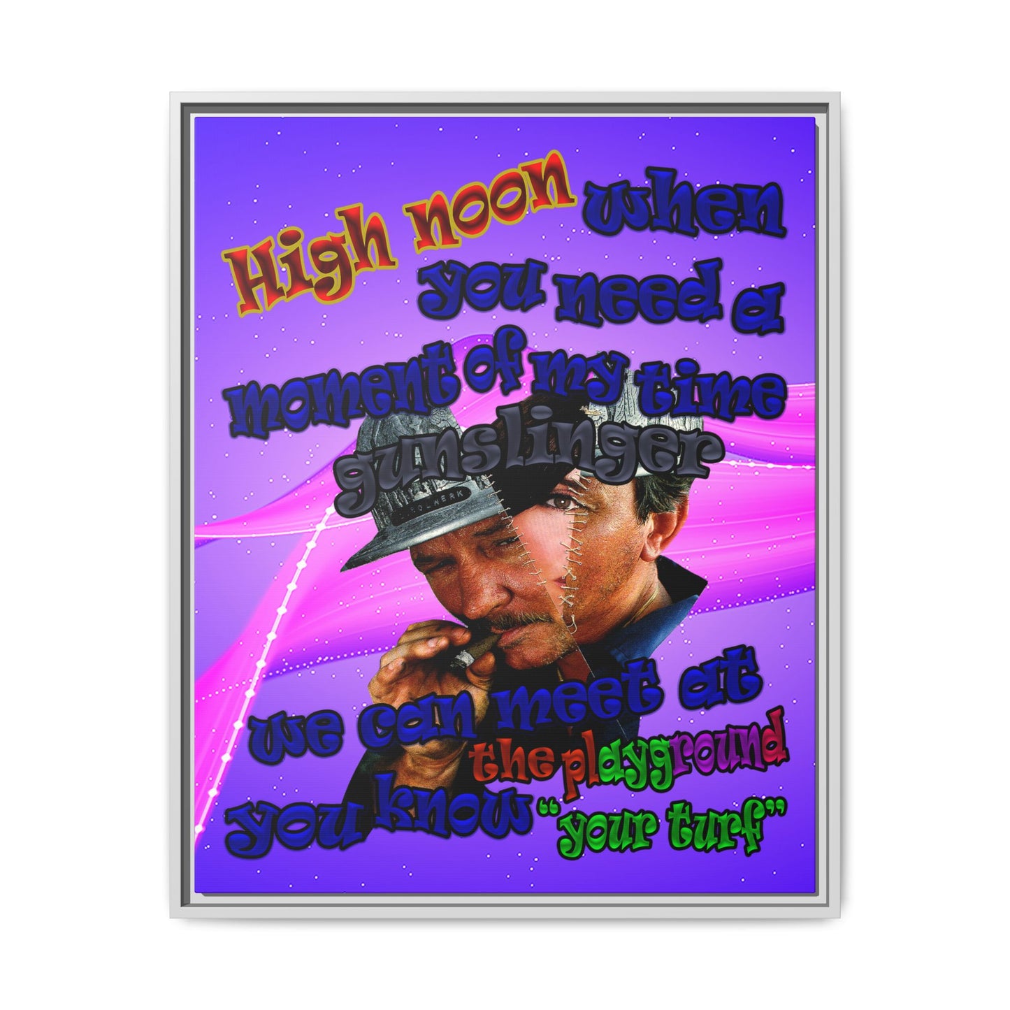 high noon - framed canvas art (purple-pink wave)