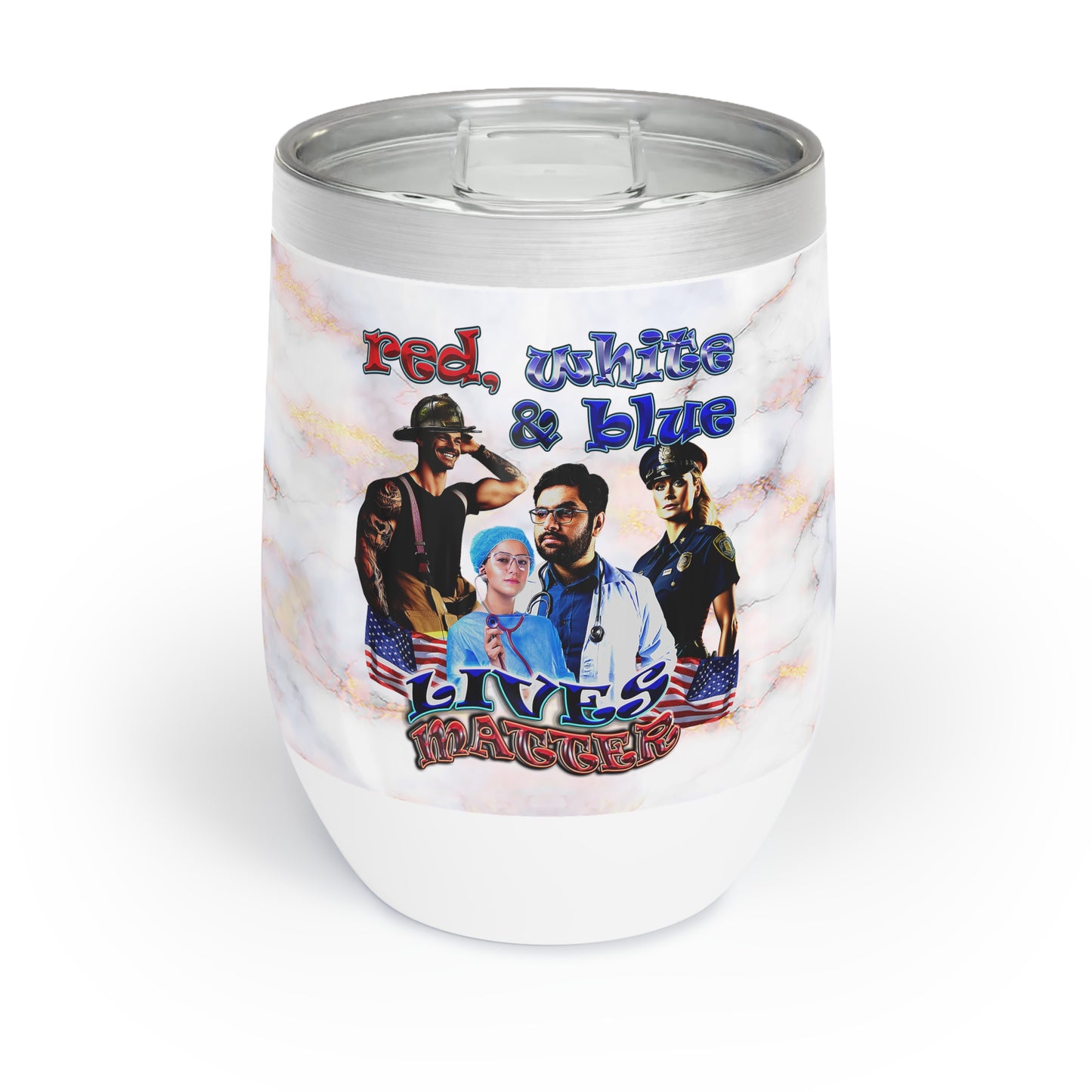 rw&b lives matter - Chill Wine Tumbler (white marble)