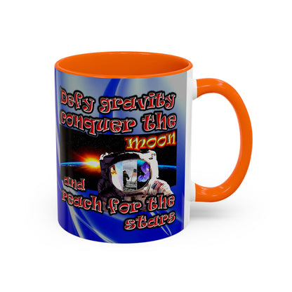 defy conquer reach - Accent Mug (blue-white wave)