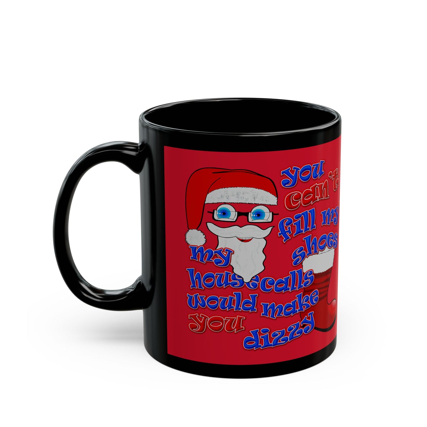 santa's shoes - Black Mug (dark red)