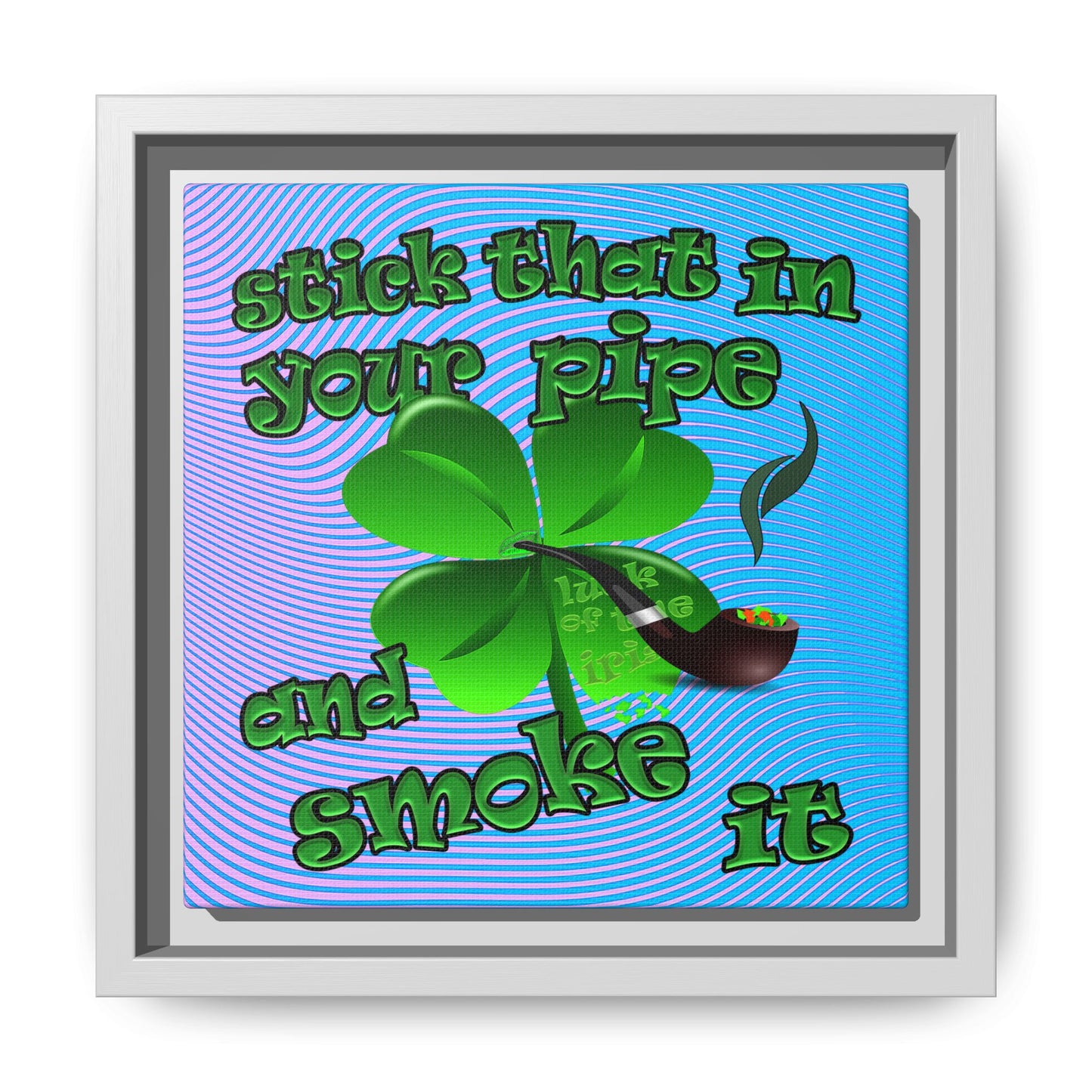 stick that in your pipe and smoke it - framed canvas art (light blue-purple wave)