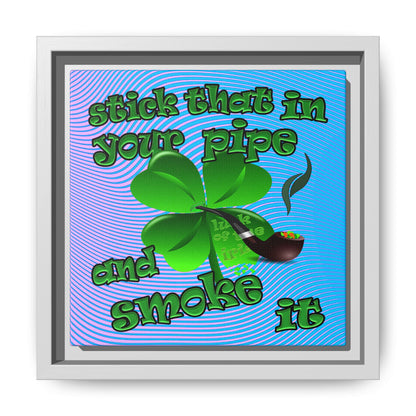 stick that in your pipe and smoke it - framed canvas art (light blue-purple wave)