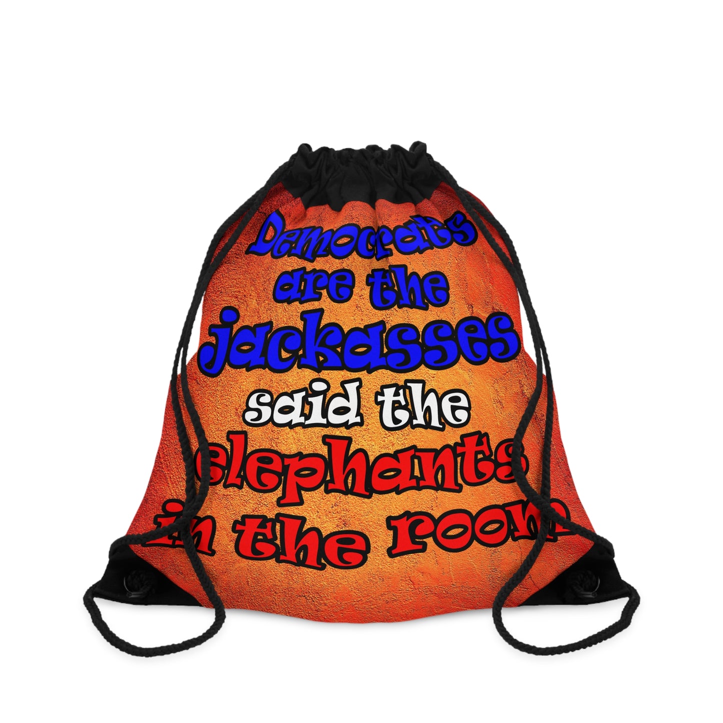 donkeys and elephants - Drawstring Bag (burnt orange)