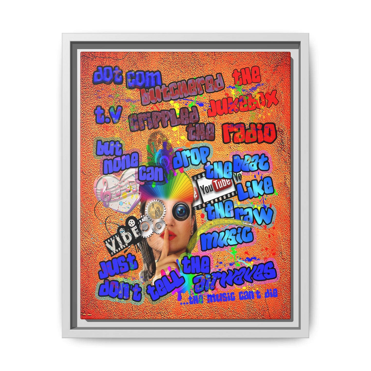 drop the beat - framed canvas art (burnt orange)
