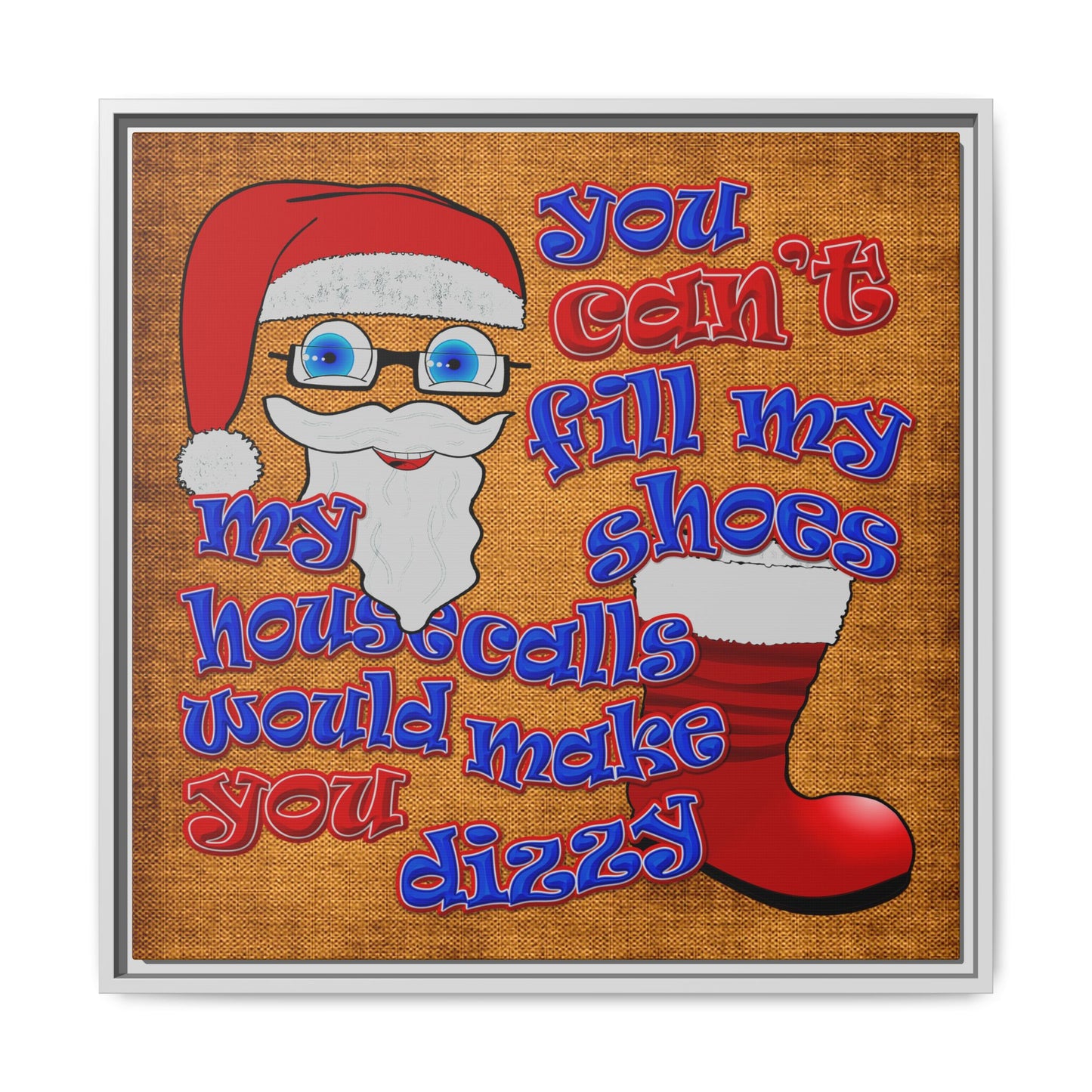 santa's shoes - framed canvas art (brown papyrus)