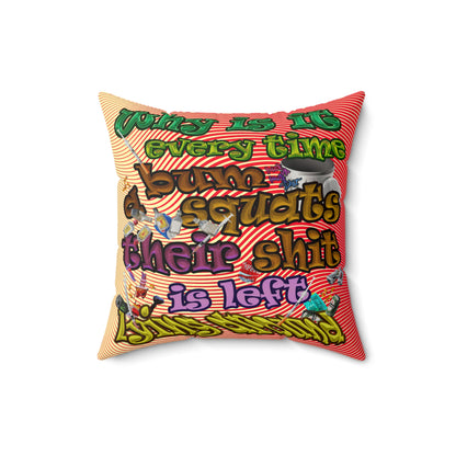 the bum's shit - Faux Suede Square Pillow - (yellow-orange wave)