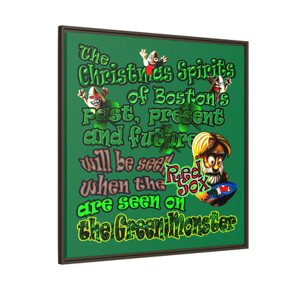 christmas spirits of boston - framed canvas art (dark green)