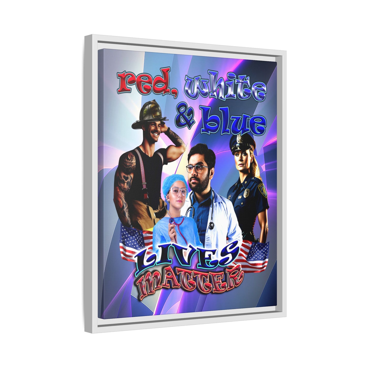 rw&b lives matter - framed canvas art (grey-pink wave)