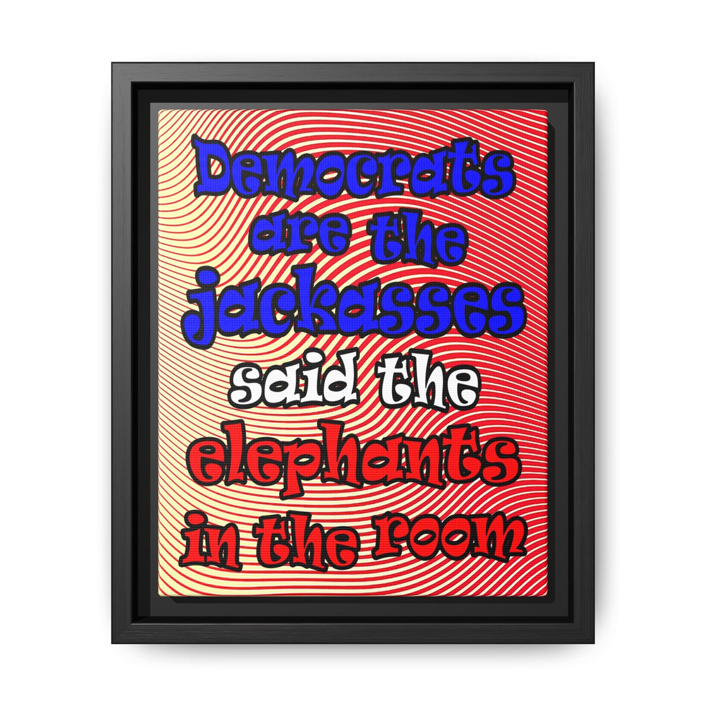 donkeys and elephants - framed canvas art (yellow-orange wave)