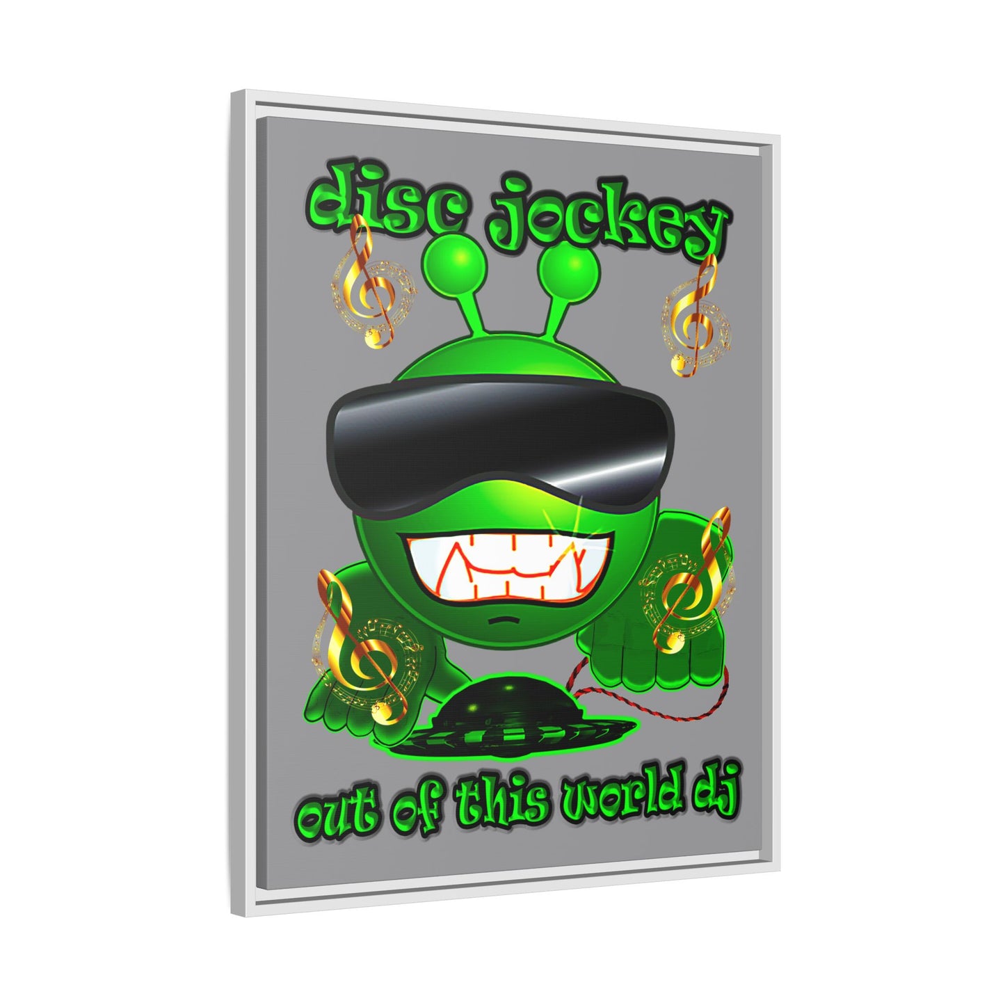 disc jockey - framed canvas art (grey)