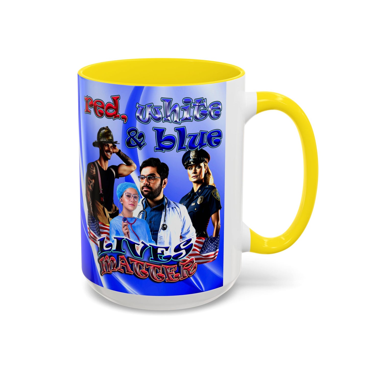 rw&b lives matter - Accent Mug (blue-white wave)