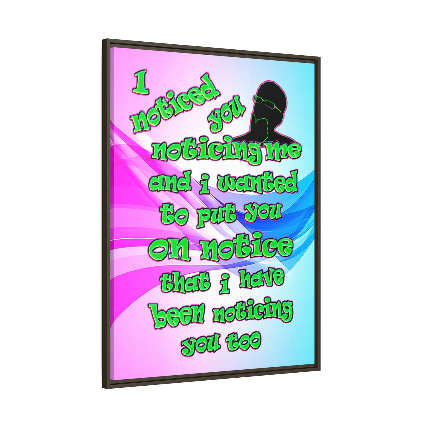 noticed you noticing - framed canvas art (light blue-pink wave)