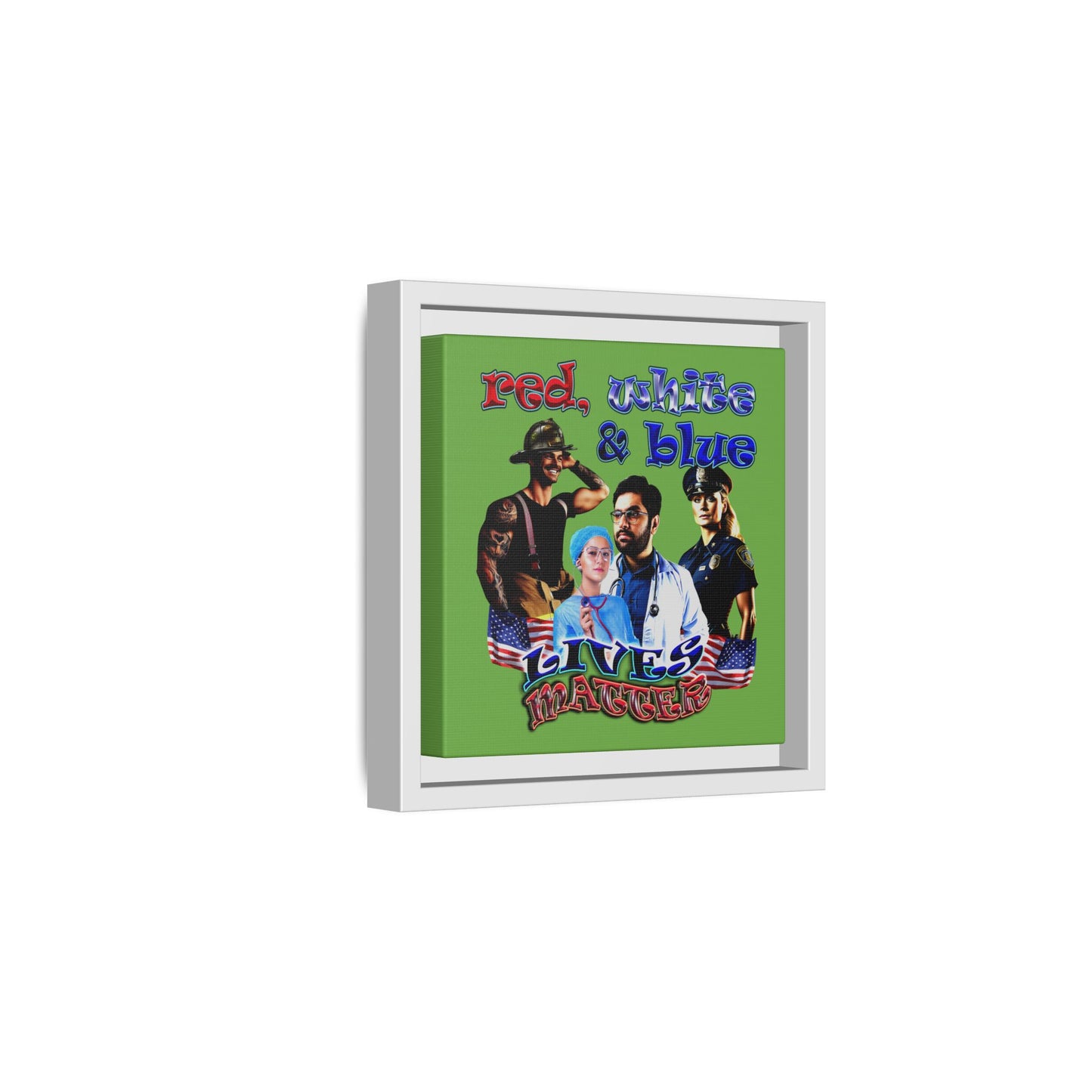 rw&b lives matter - framed canvas art (green)
