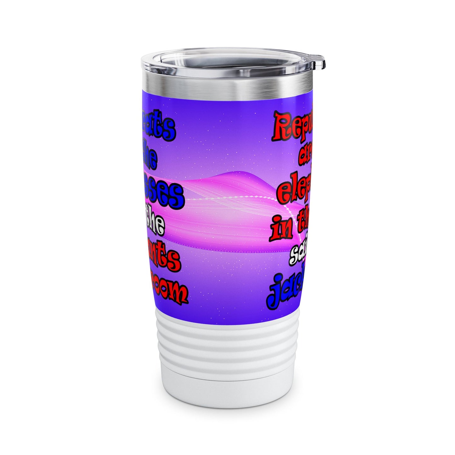 donkeys and elephants - Ringneck Tumbler, 20oz (purple-pink wave)