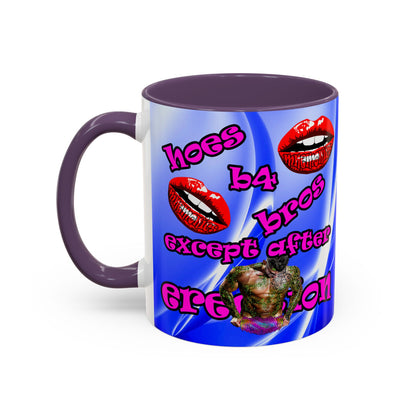 hoes b4 bros - Accent Mug (blue-white wave)
