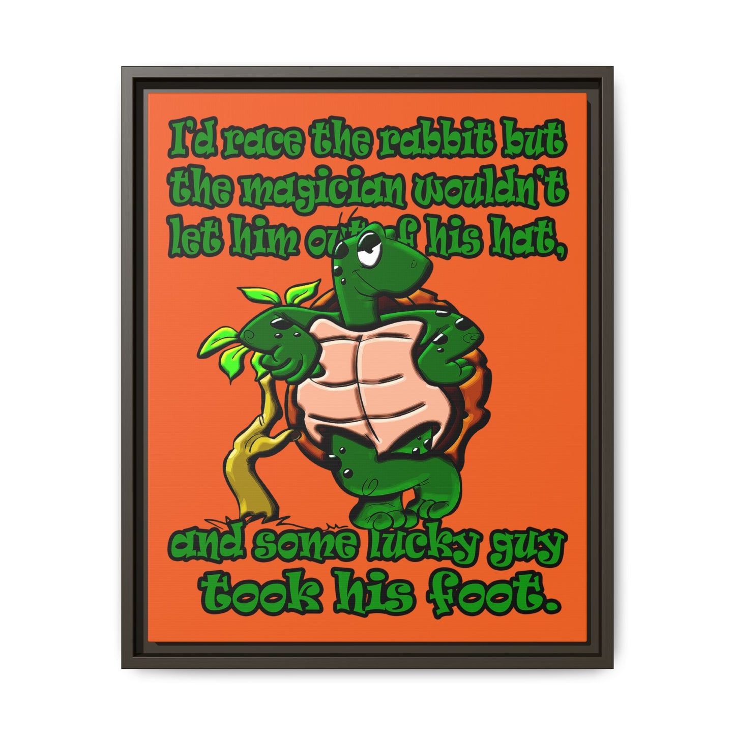 turtle race - framed canvas art (orange)
