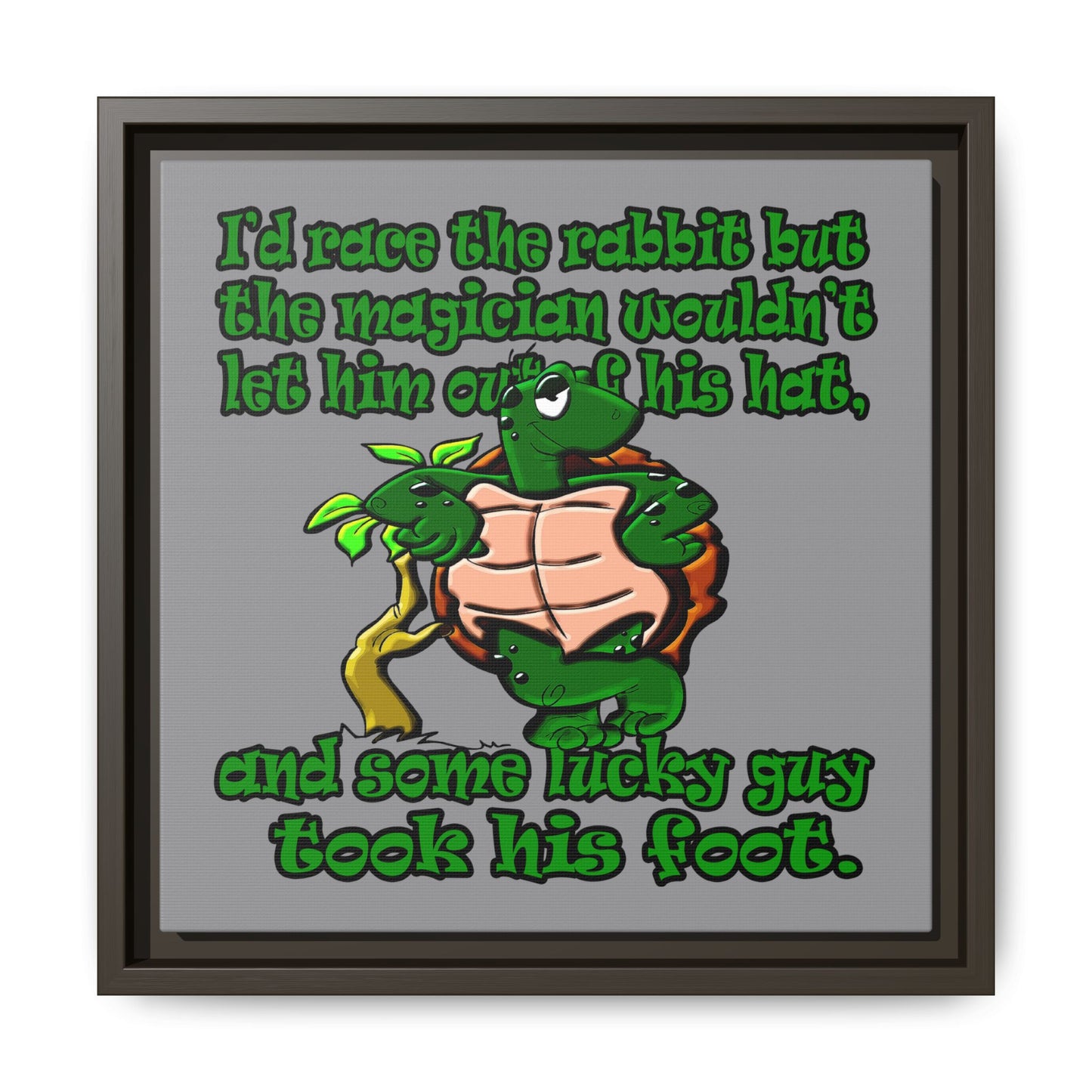 turtle race - framed canvas art (grey)