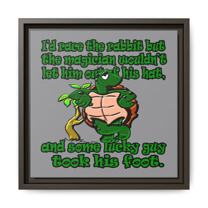 turtle race - framed canvas art (grey)