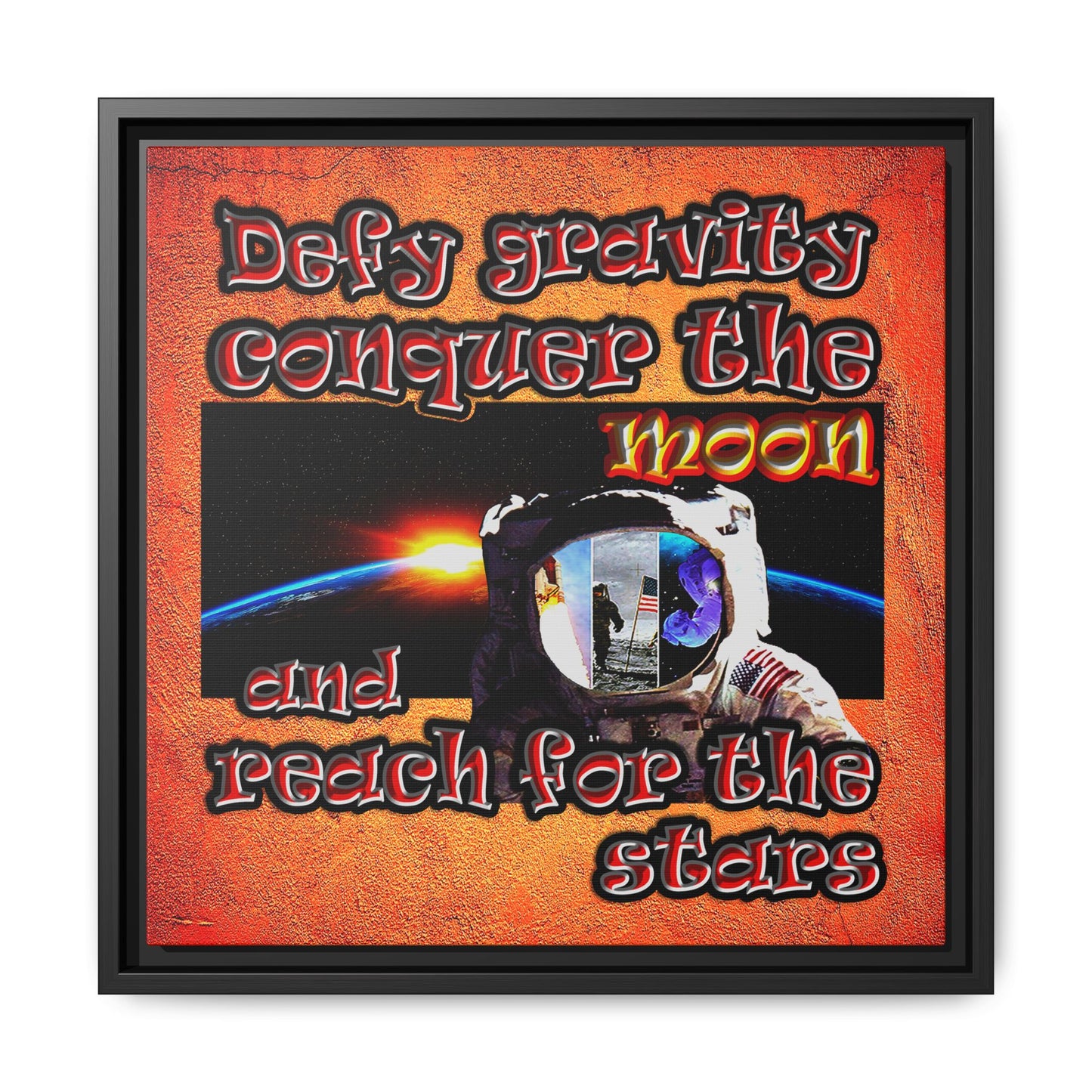 defy conquer reach - framed canvas art (burnt orange)