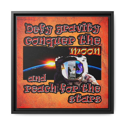 defy conquer reach - framed canvas art (burnt orange)