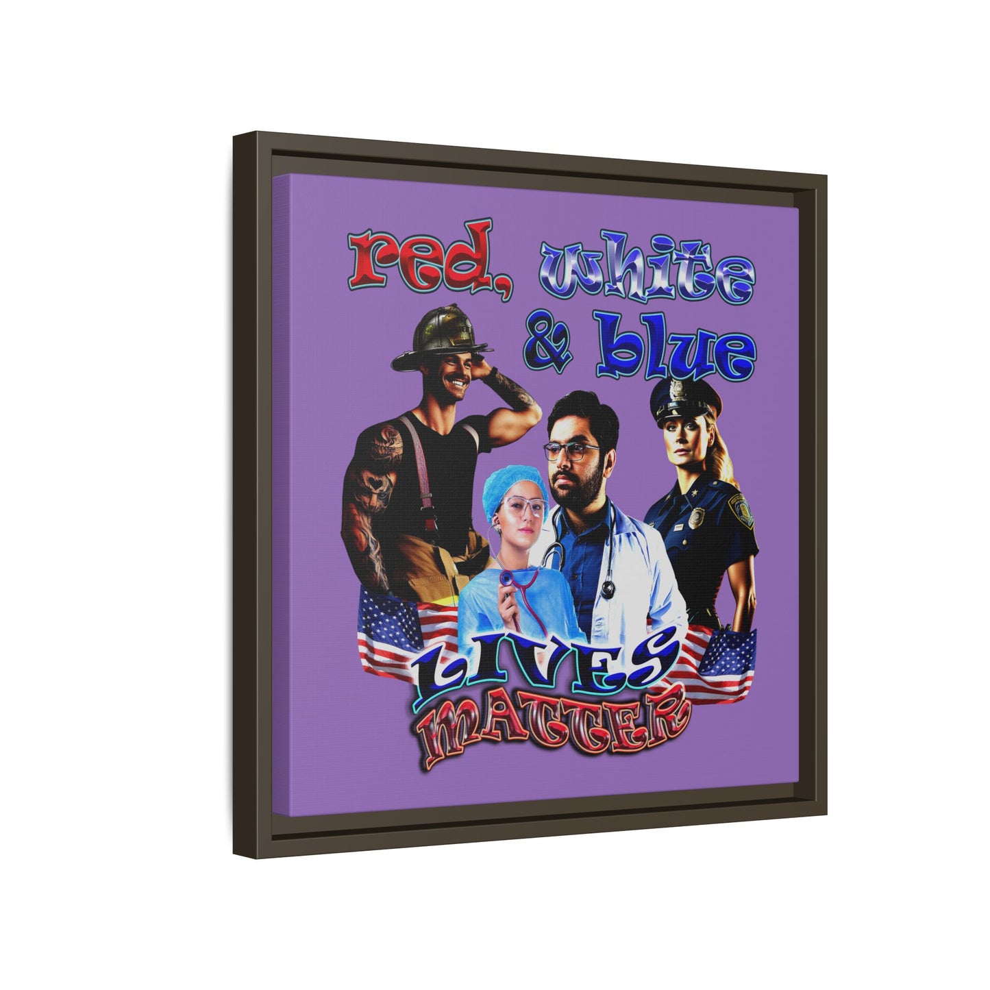 rw&b lives matter - framed canvas art (light purple)