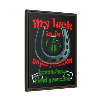 my luck - framed canvas art (black)