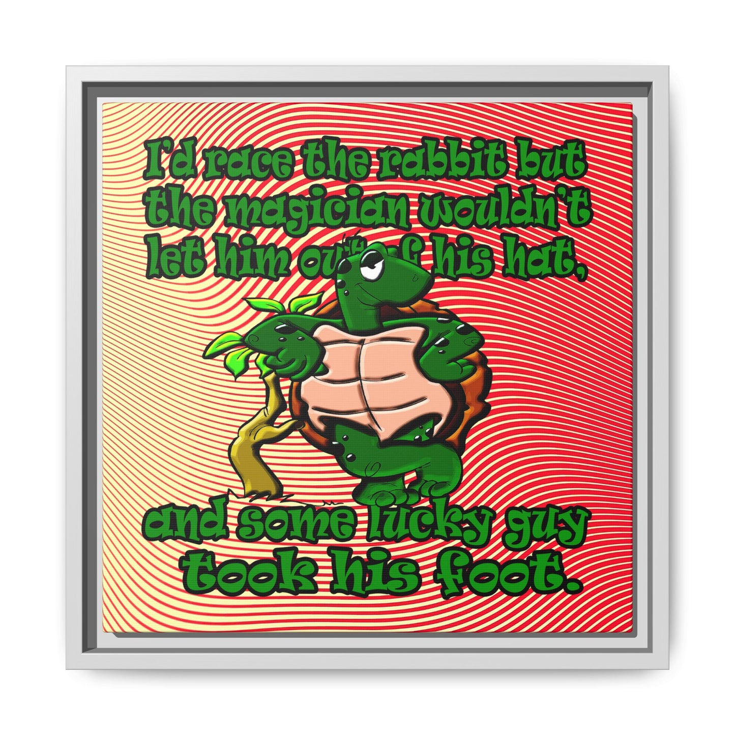 turtle race - framed canvas art (yellow-orange wave)
