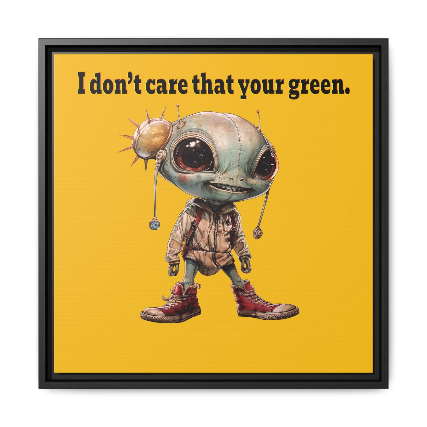 I don't care that your green - framed canvas art (yellow)