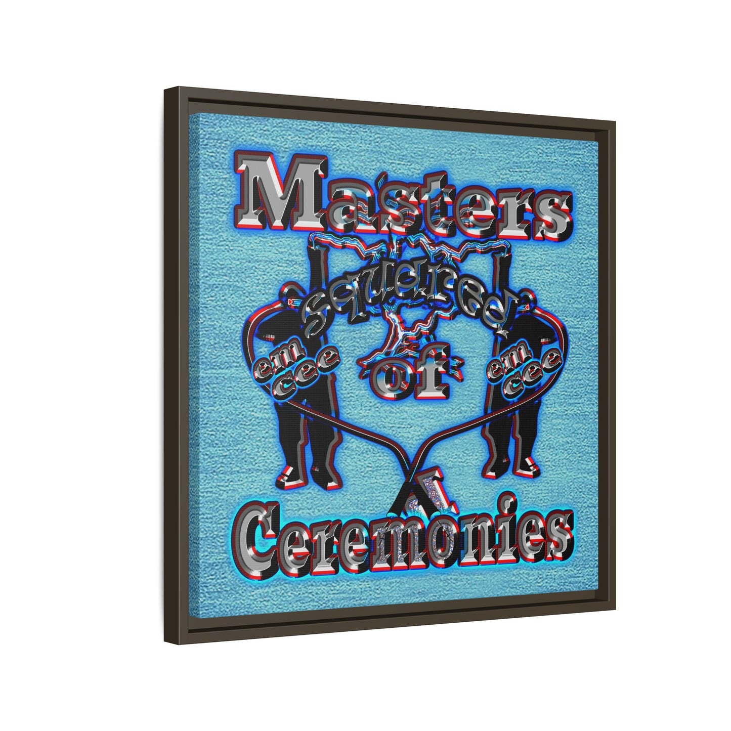 em cee squared - framed canvas art (faded blue)