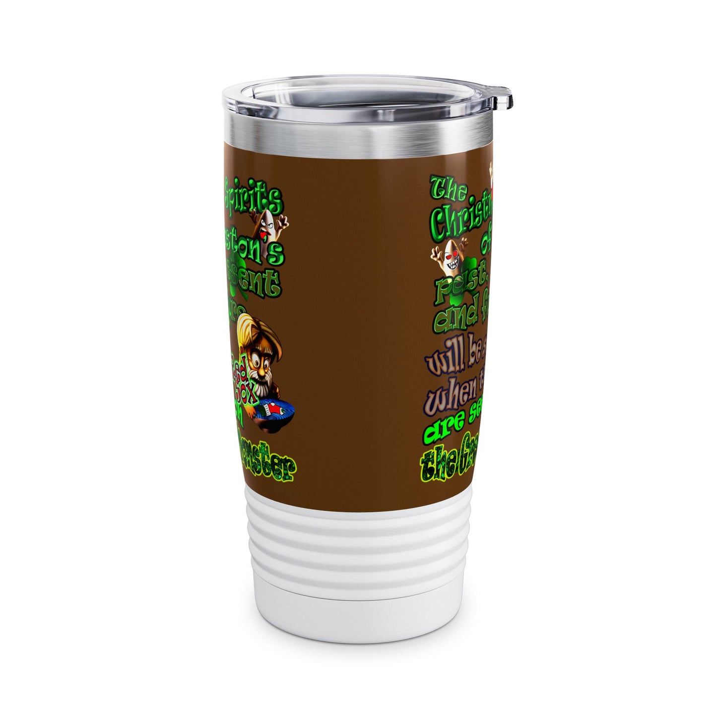 christmas spirits of boston - Ringneck Tumbler, 20oz (brown)