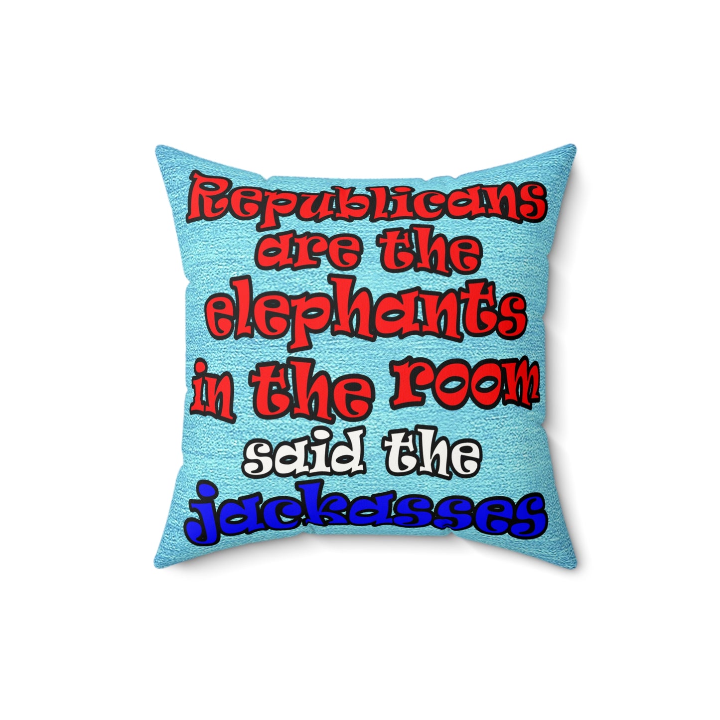 donkeys and elephants - Faux Suede Square Pillow - (faded blue)