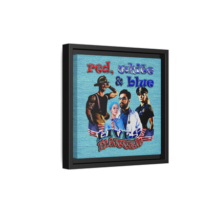 rw&b lives matter - framed canvas art (faded blue)