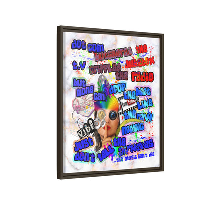 drop the beat - framed canvas art (white marble)