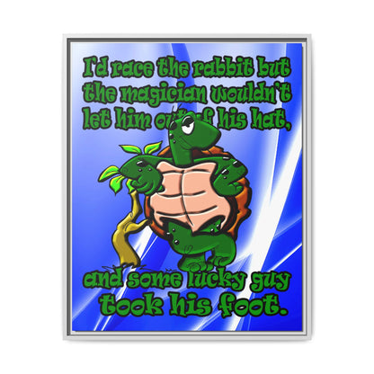 turtle race - framed canvas art (blue-white wave)