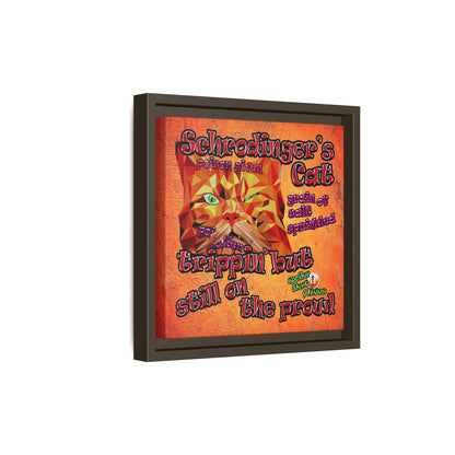 schrodinger's cat - framed canvas art (burnt orange)