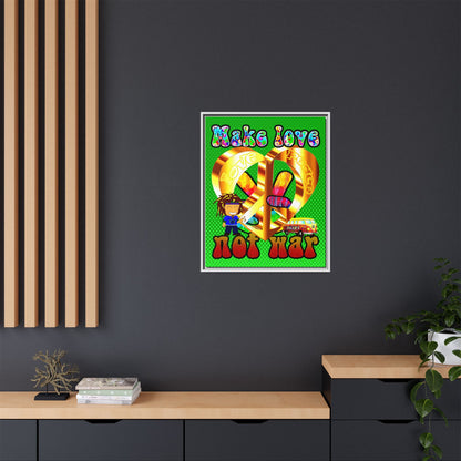 love peace - framed canvas art (logo green)