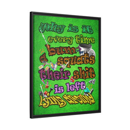 the bum's shit - framed canvas art (green turf)