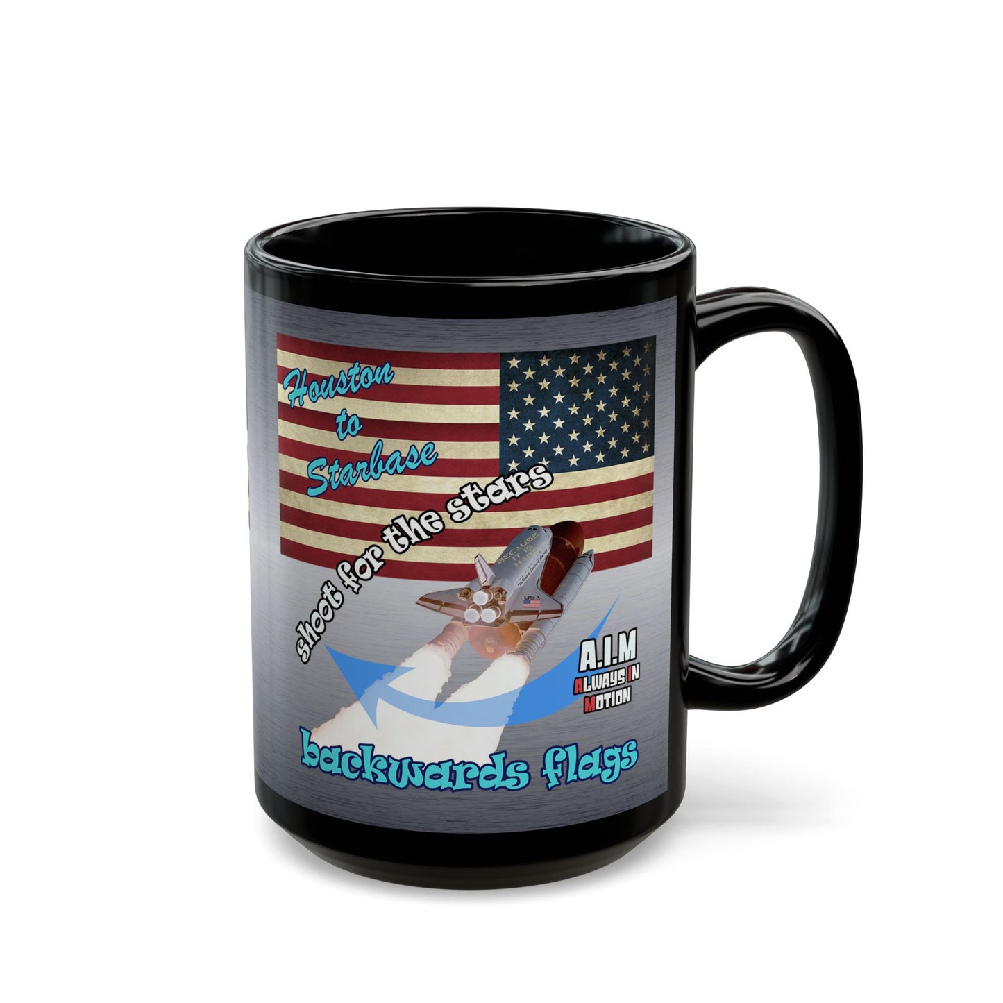 shoot for the stars - Black Mug (brushed nickel)