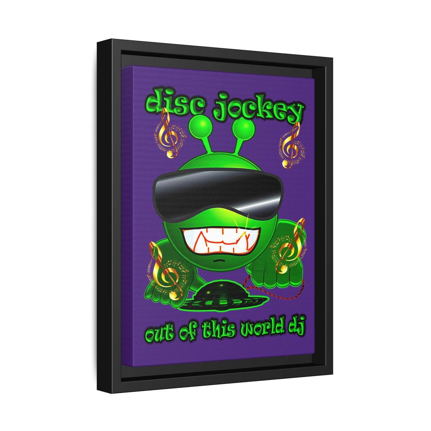 disc jockey - framed canvas art (purple)
